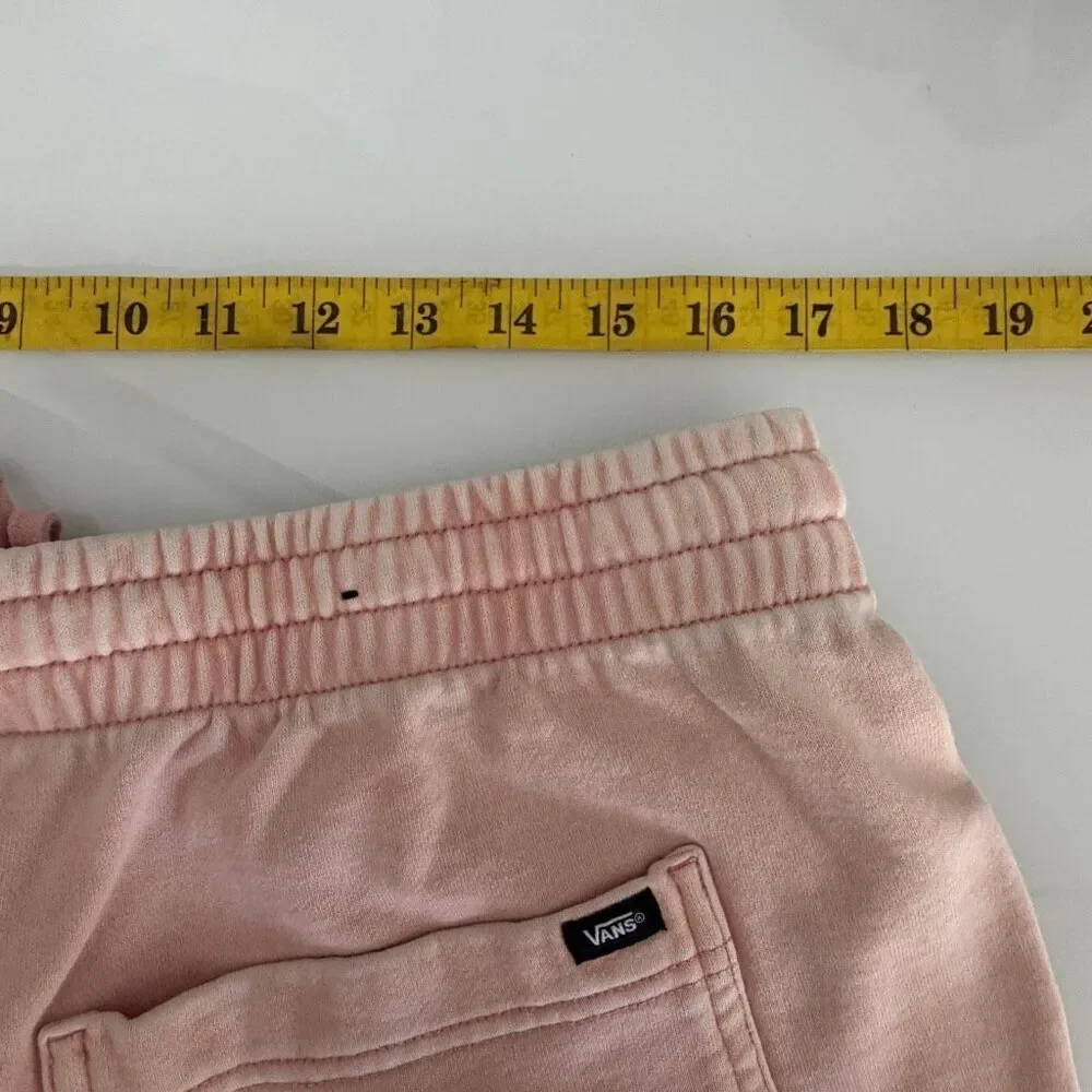 VANS Peach Mineral Wash Distressed Loose Fit Fleece Shorts Size Large